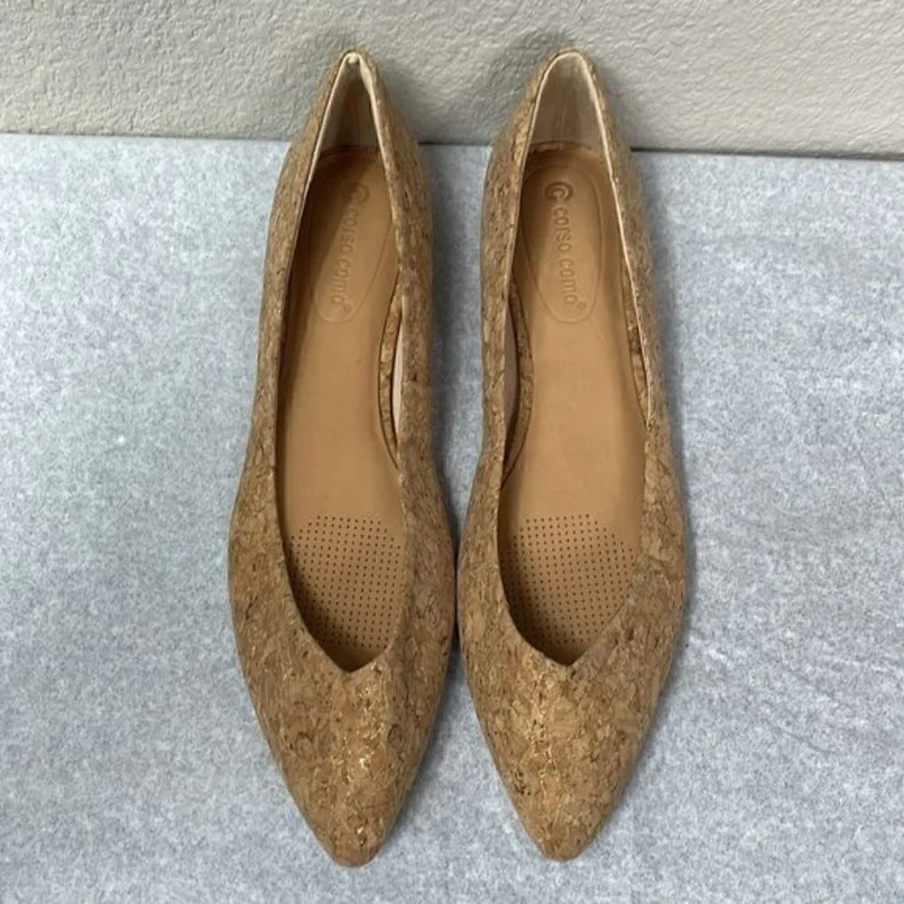 New Corso Como Jullia Natural Tan Cork Ballet Flat Balletcore Sz 11